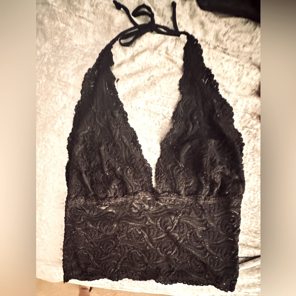 Bebe Black Lace Halter top. So sexy!